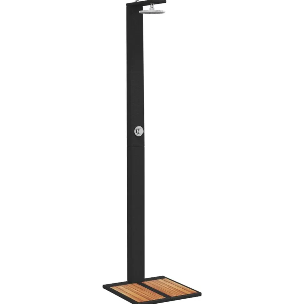 vidaXL Buitendouche 50x55x224 cm poly rattan en acaciahout zwart