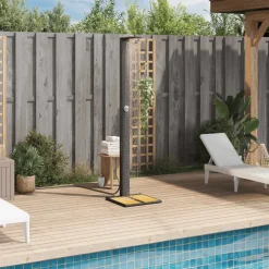 vidaXL Buitendouche 50x55x224 cm poly rattan en acaciahout zwart