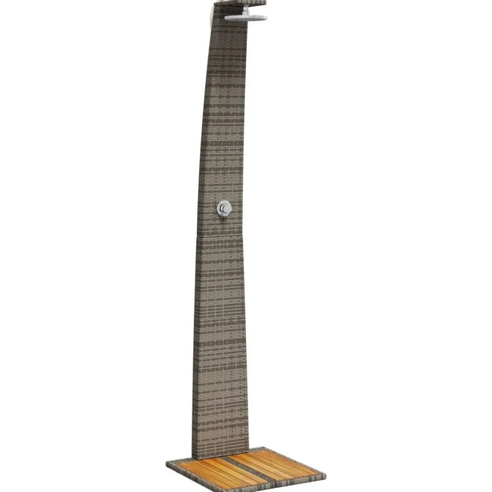 vidaXL Buitendouche 55x60x224 cm poly rattan en acaciahout grijs
