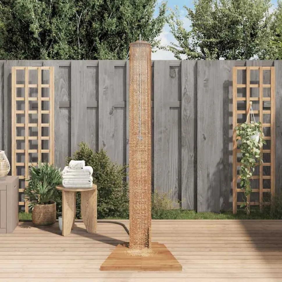 vidaXL Buitendouche 70x75x204 cm massief teakhout