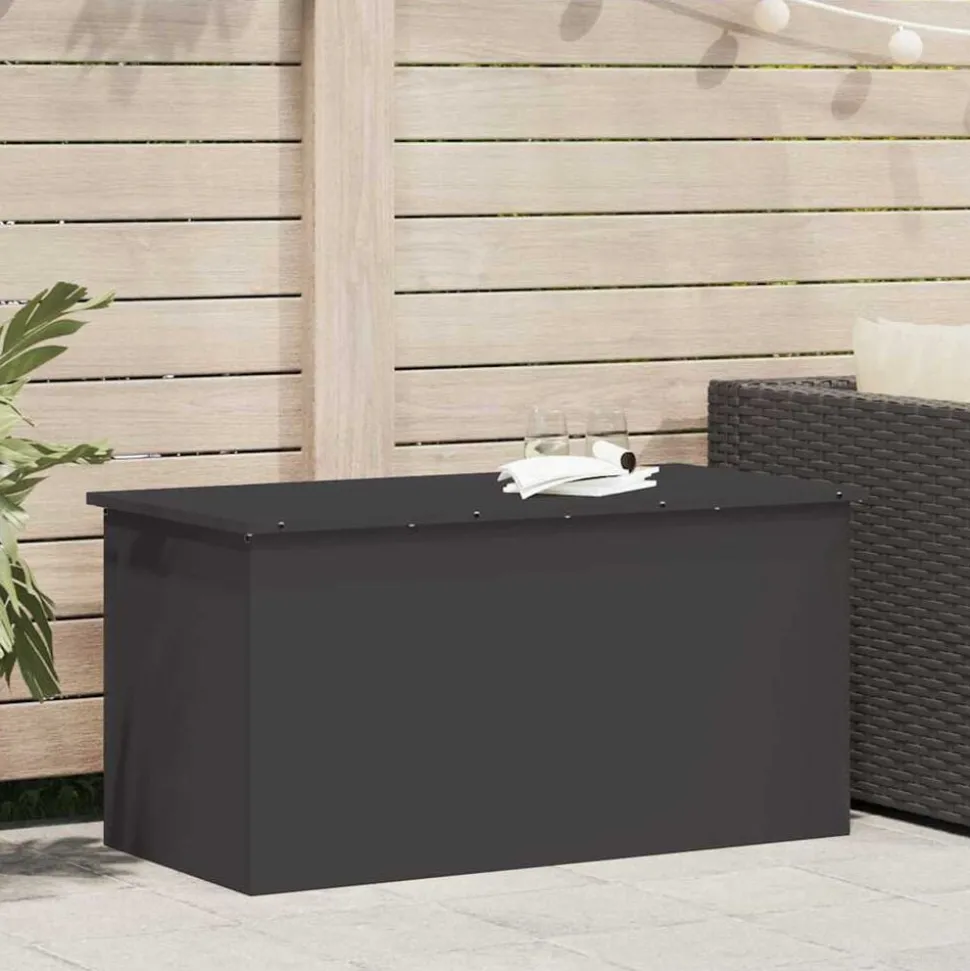 vidaXL Buitenopslagdoos Zwart 100 x 50,5 x 50 cm Staal