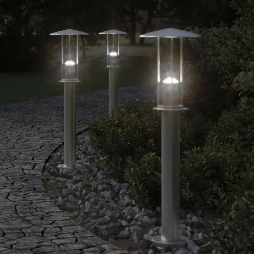 vidaXL Buitenvloerlamp 60 cm roestvrijstaal zilverkleurig