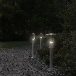 vidaXL Buitenvloerlamp 60 cm roestvrijstaal zilverkleurig