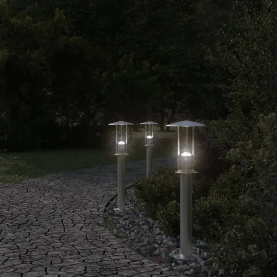 vidaXL Buitenvloerlamp 60 cm roestvrijstaal zilverkleurig