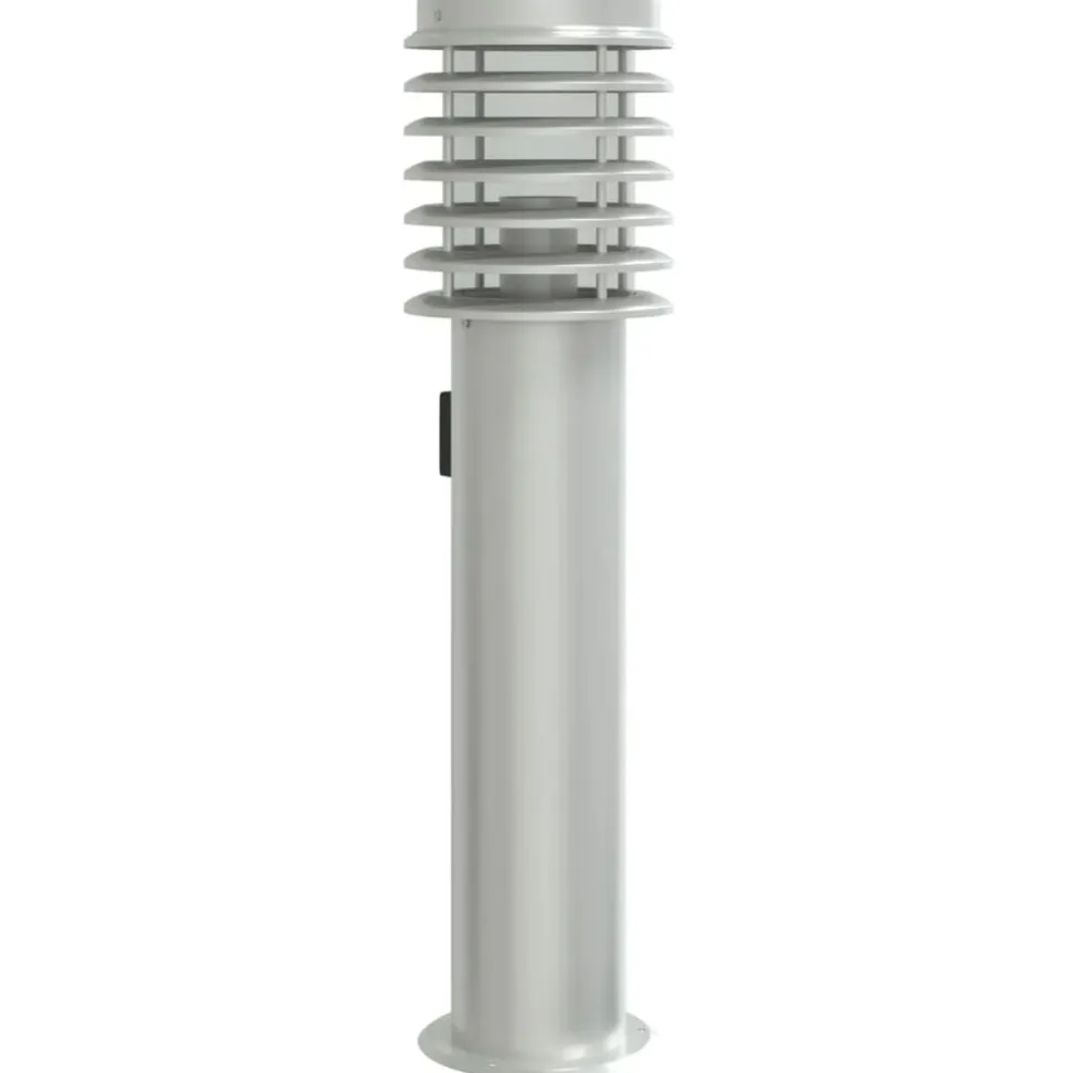 vidaXL Buitenvloerlamp met stopcontact 60 cm roestvrijstaal zilver