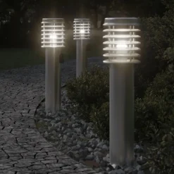 vidaXL Buitenvloerlamp met stopcontact 60 cm roestvrijstaal zilver