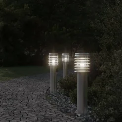 vidaXL Buitenvloerlamp met stopcontact 60 cm roestvrijstaal zilver
