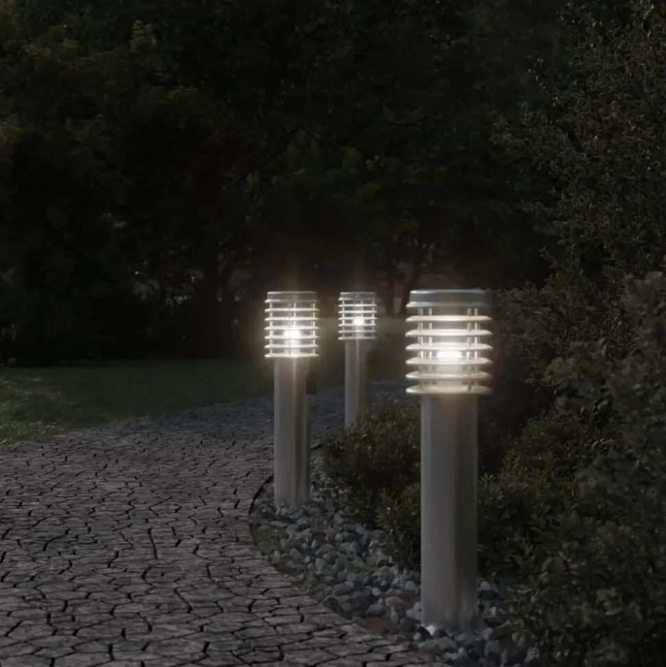 vidaXL Buitenvloerlamp met stopcontact 60 cm roestvrijstaal zilver
