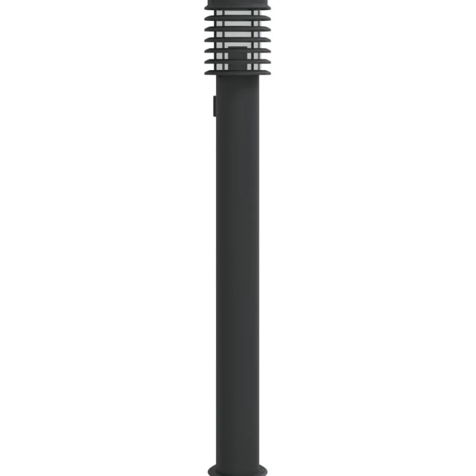 vidaXL Buitenvloerlamp met stopcontact 110 cm roestvrijstaal zwart