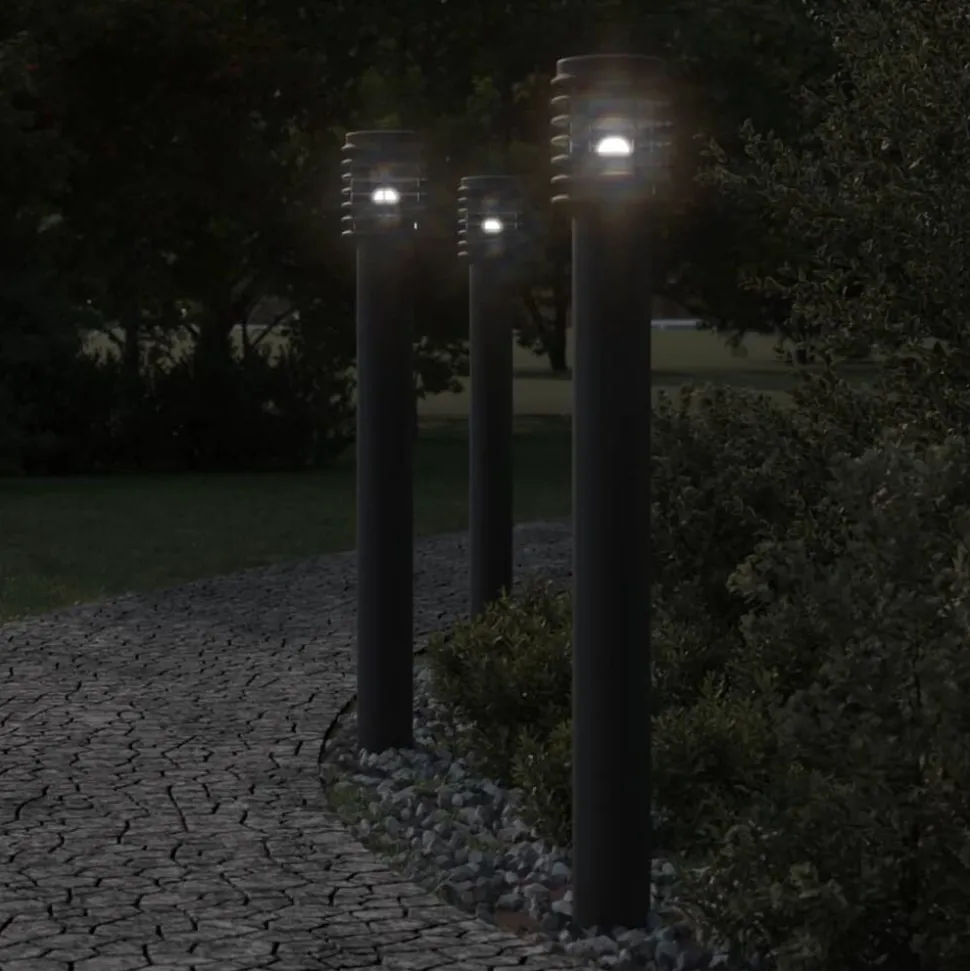 vidaXL Buitenvloerlamp met stopcontact 110 cm roestvrijstaal zwart