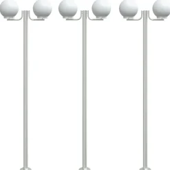 vidaXL Buitenvloerlampen 3 st 215 cm roestvrij staal zilverkleurig
