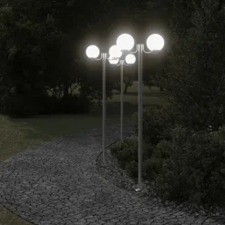 vidaXL Buitenvloerlampen 3 st 215 cm roestvrij staal zilverkleurig