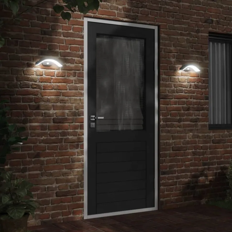 vidaXL Buitenwandlamp LED met sensors gegoten aluminium zwart
