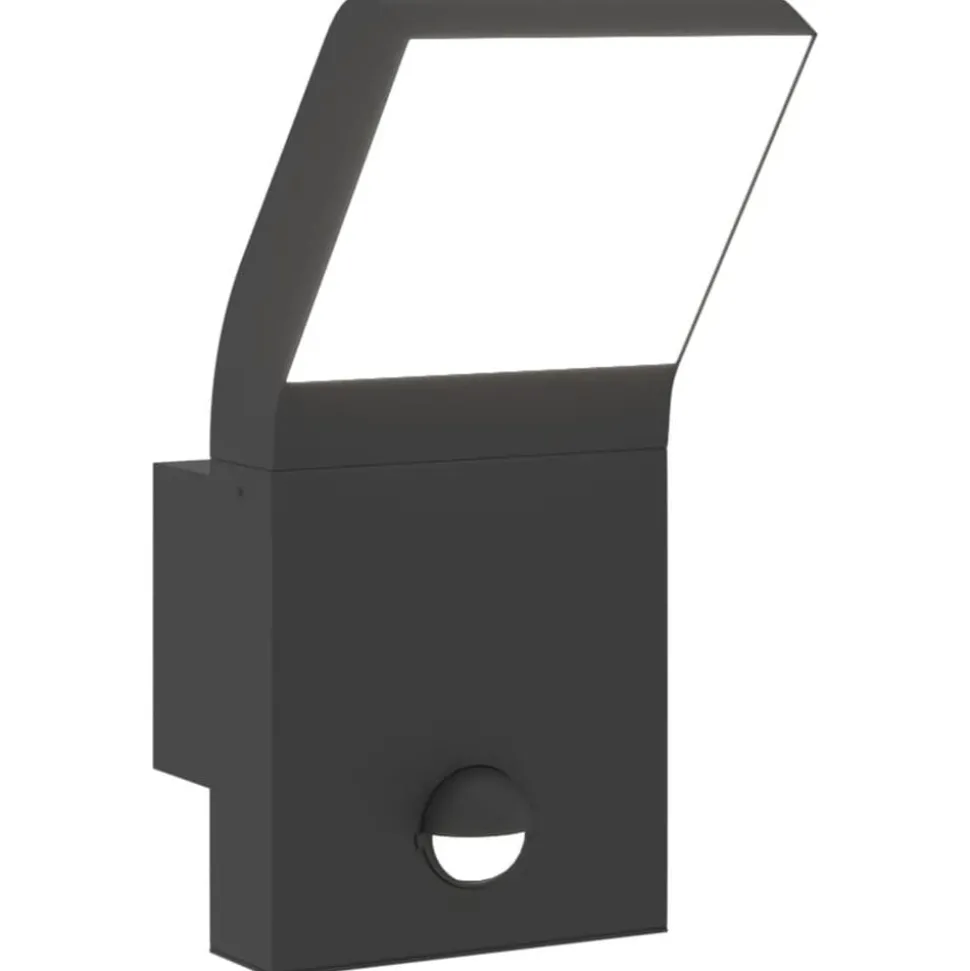 vidaXL Buitenwandlamp LED met sensors gegoten aluminium zwart