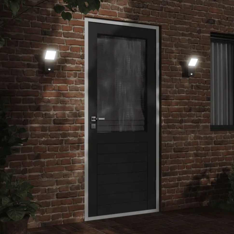 vidaXL Buitenwandlamp LED met sensors gegoten aluminium zwart