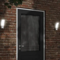vidaXL Buitenwandlamp LED met sensors gegoten aluminium wit