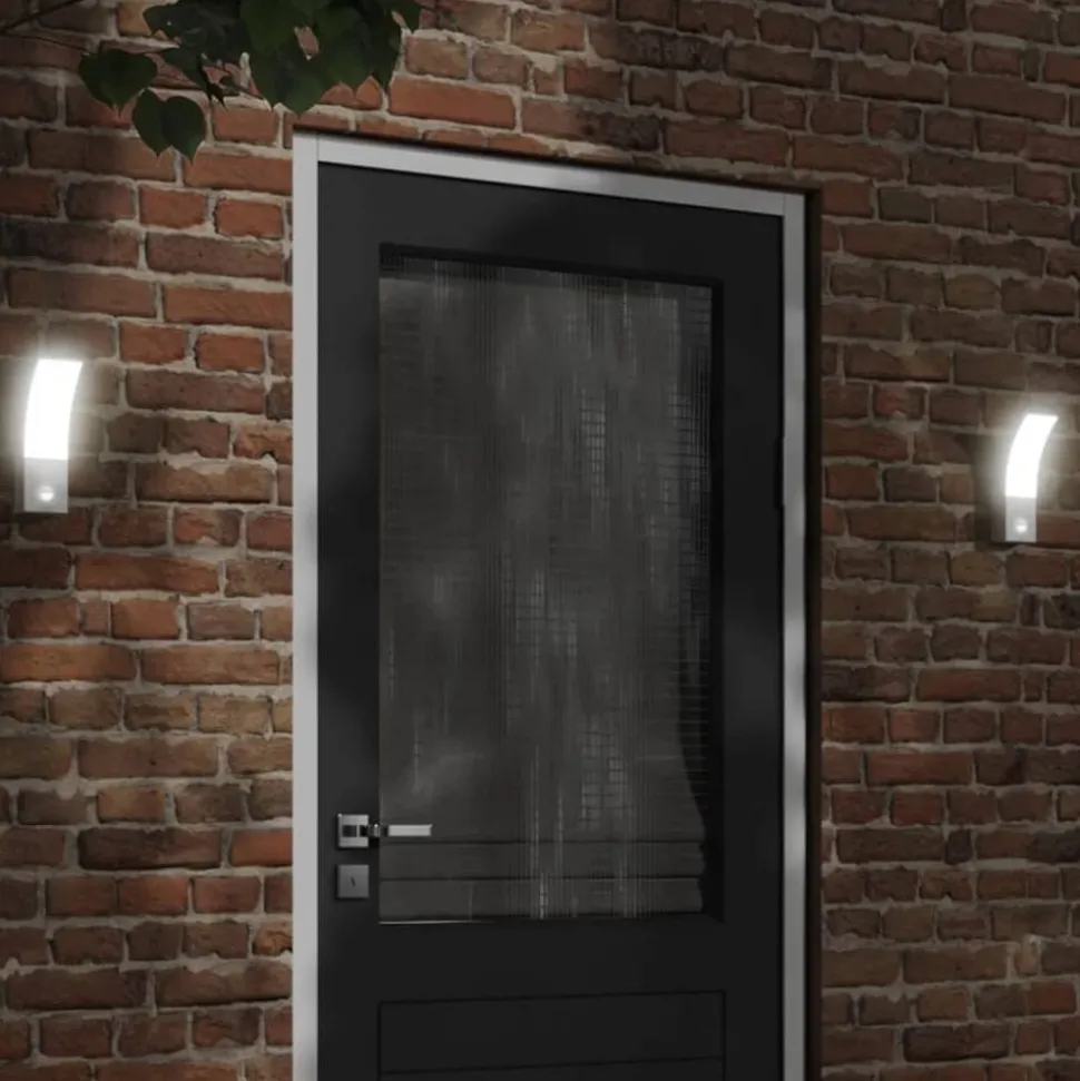 vidaXL Buitenwandlamp LED met sensors gegoten aluminium wit