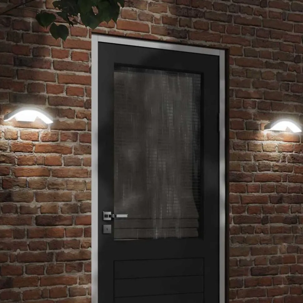 vidaXL Buitenwandlamp LED met sensors gegoten aluminium wit