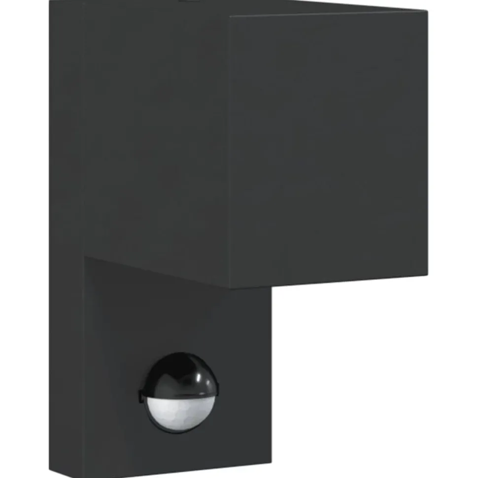 vidaXL Buitenwandlamp met sensor gegoten aluminium zwart