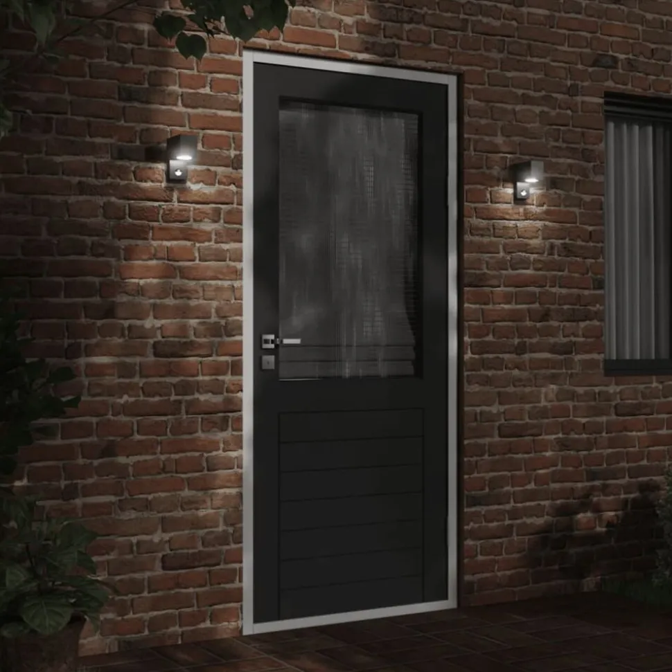 vidaXL Buitenwandlamp met sensor gegoten aluminium zwart