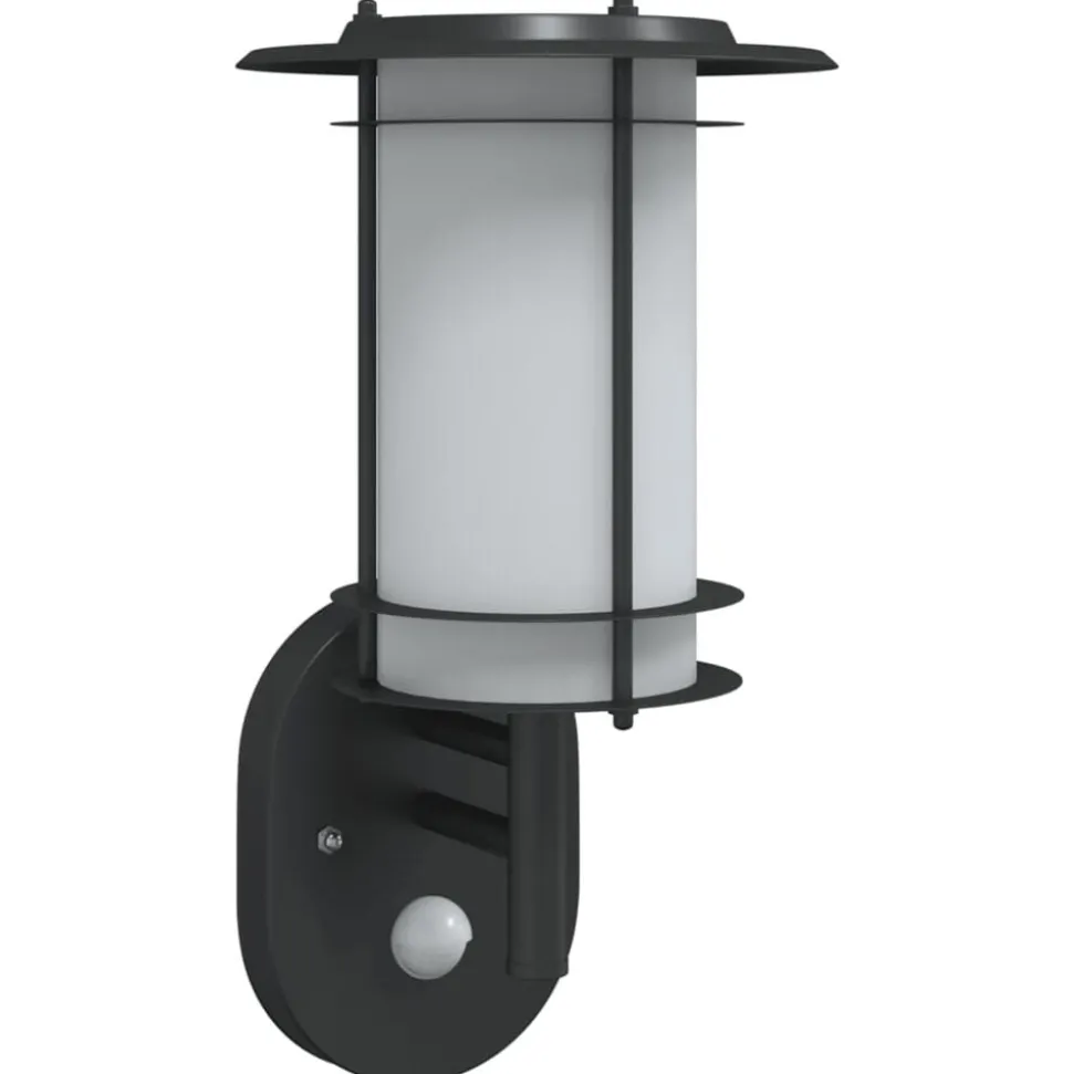 vidaXL Buitenwandlamp met sensor roestvrij staal zwart
