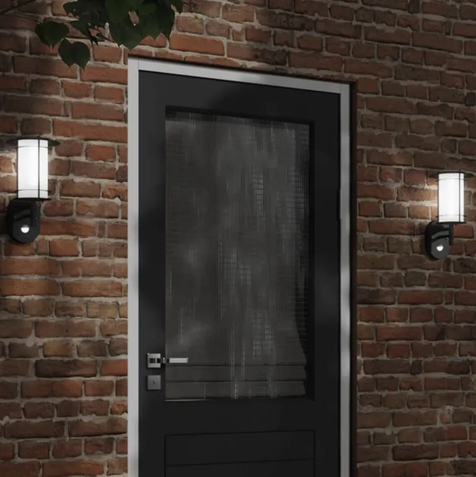 vidaXL Buitenwandlamp met sensor roestvrij staal zwart