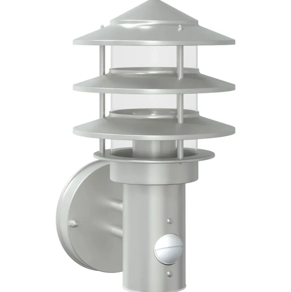 vidaXL Buitenwandlamp met sensor roestvrij staal zilverkleurig