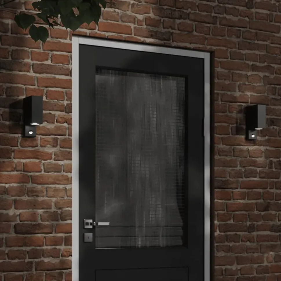 vidaXL Buitenwandlamp met sensor gegoten aluminium zwart
