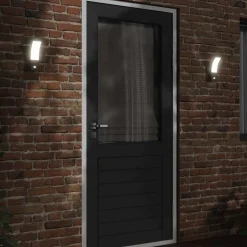 vidaXL Buitenwandlampen 2 st LED met sensors gegoten aluminium zwart