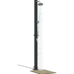vidaXL Buitenzonne-douche Zwart 217 cm PVC en Aluminium