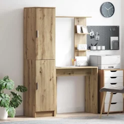 vidaXL Bureau 2 pcs Artisan Eiken