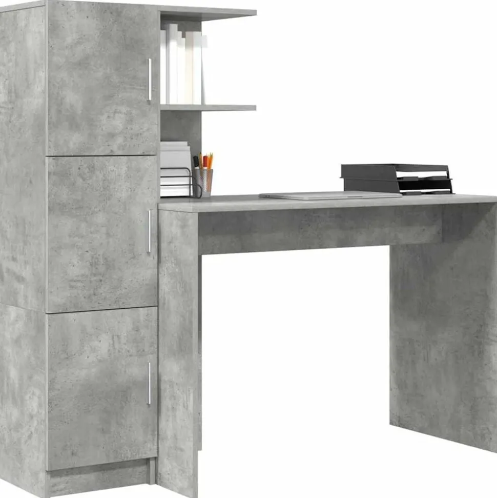 vidaXL Bureau 2 pcs Beton Grijs