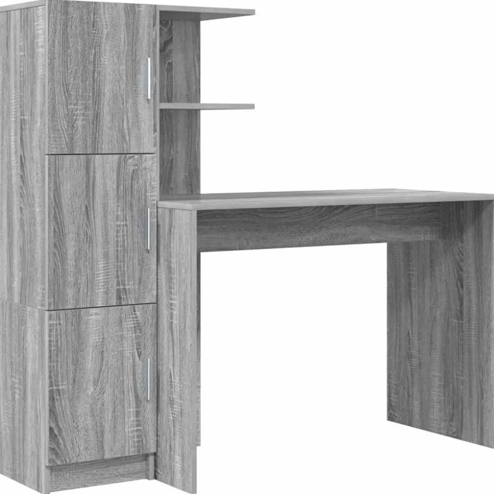 vidaXL Bureau 2 pcs Grijs Sonoma