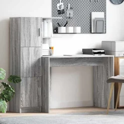 vidaXL Bureau 2 pcs Grijs Sonoma