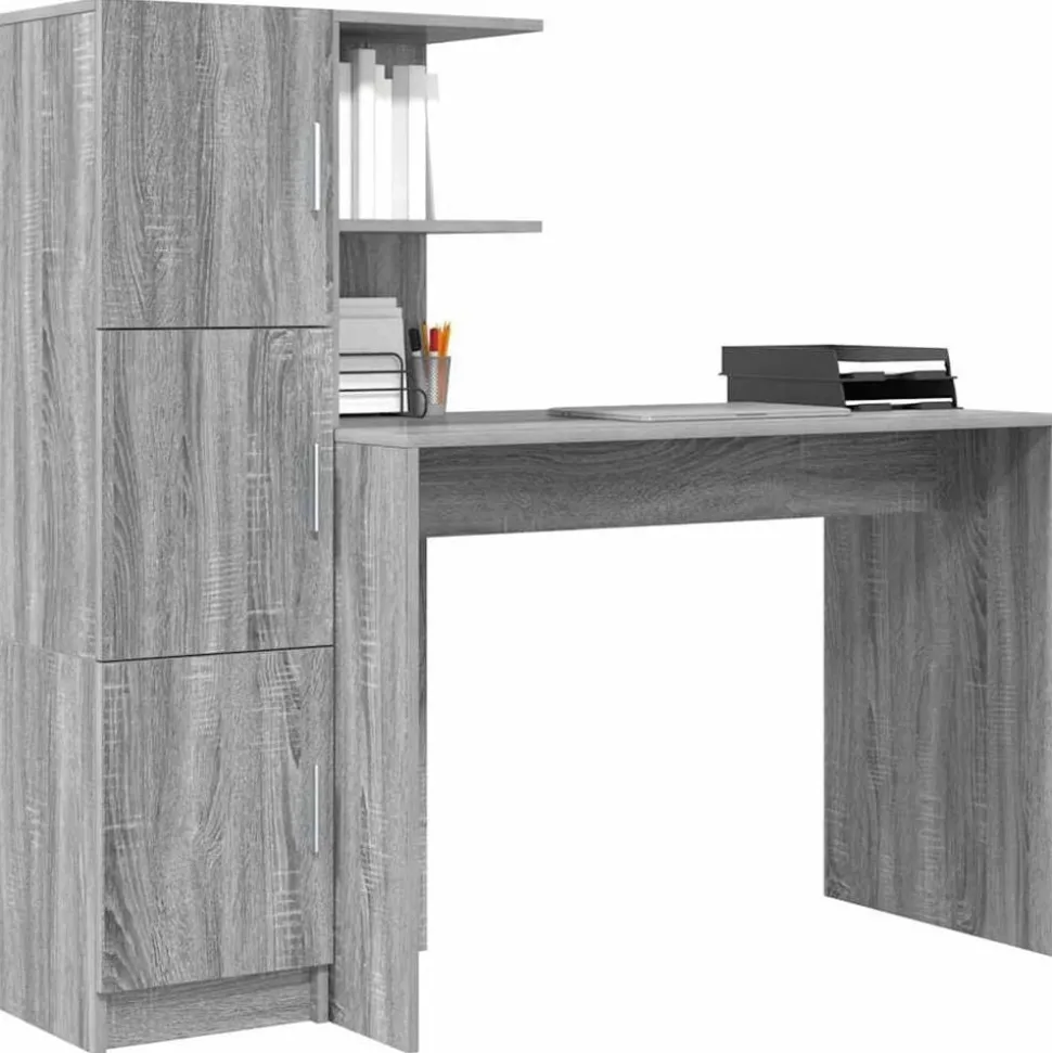 vidaXL Bureau 2 pcs Grijs Sonoma