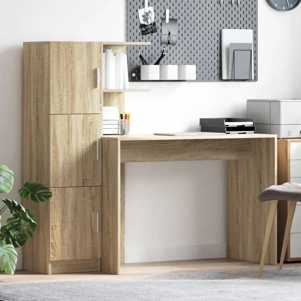 vidaXL Bureau 2 pcs Sonoma Eiken