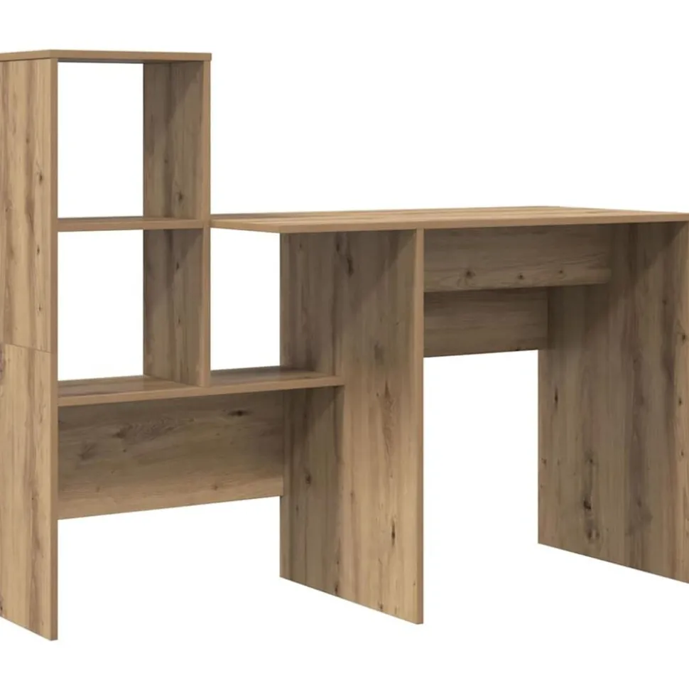 vidaXL Bureau Artisan Eiken 131,5 x 50 x 106,5 cm Bewerkt hout