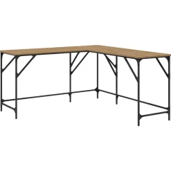 vidaXL Bureau Artisan Eiken 149 x 149 x 75 cm Bewerkt hout