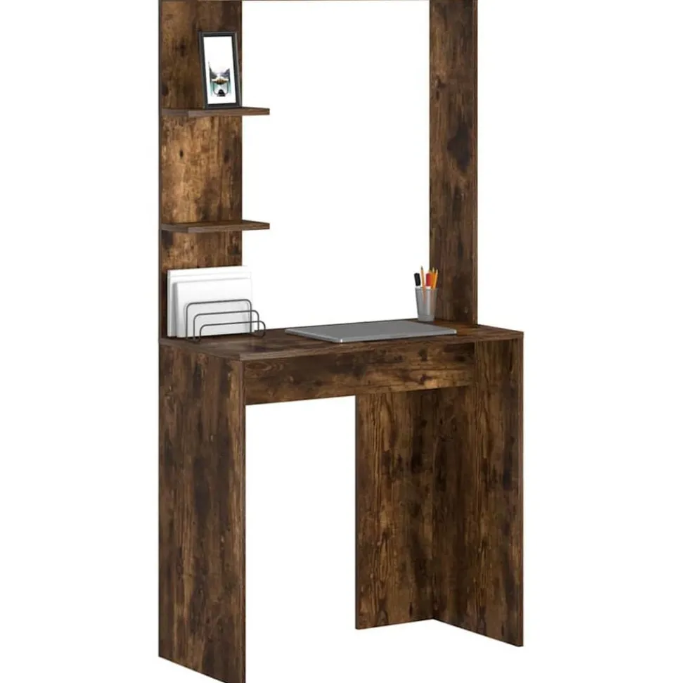 vidaXL Bureau Gerookt eiken 78,5 x 37 x 154,5 cm Bewerkt hout