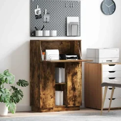 vidaXL Bureau Gerookt eiken 71,5 x 31,5 x 106,5 cm Bewerkt hout