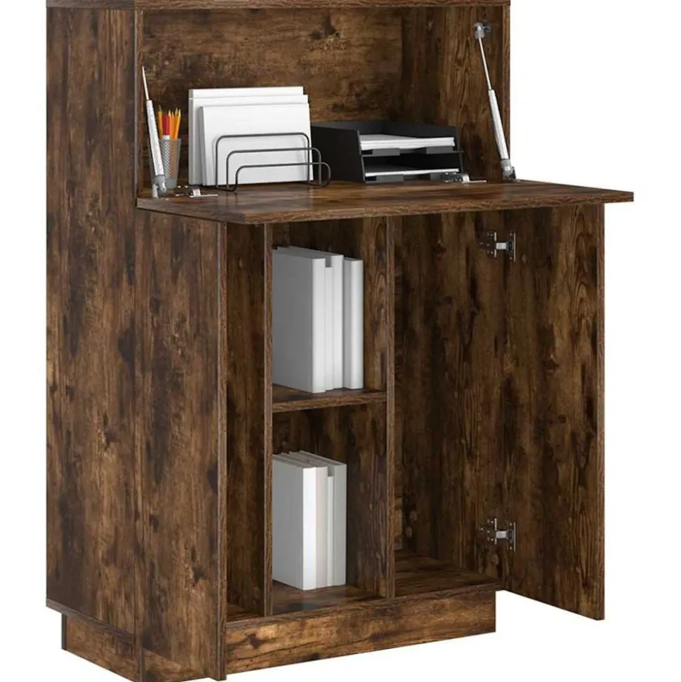 vidaXL Bureau Gerookt eiken 71,5 x 31,5 x 106,5 cm Bewerkt hout
