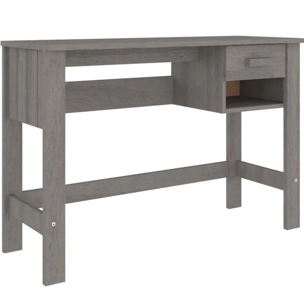 vidaXL Bureau HAMAR 110x40x75 cm massief grenenhout lichtgrijs