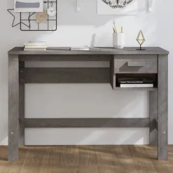 vidaXL Bureau HAMAR 110x40x75 cm massief grenenhout lichtgrijs