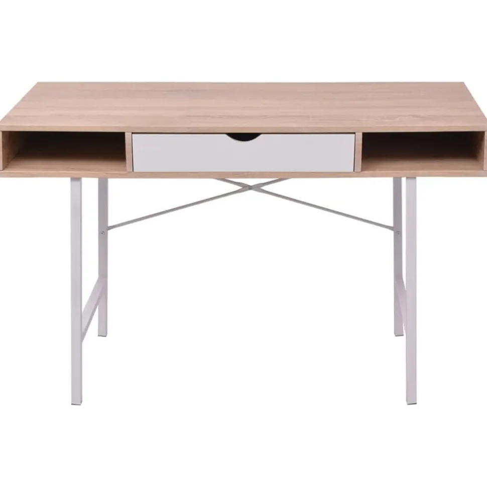 vidaXL bureau met 1 lade eiken en wit