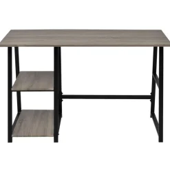 vidaXL Bureau met 2 schappen grijs en eikenkleurig