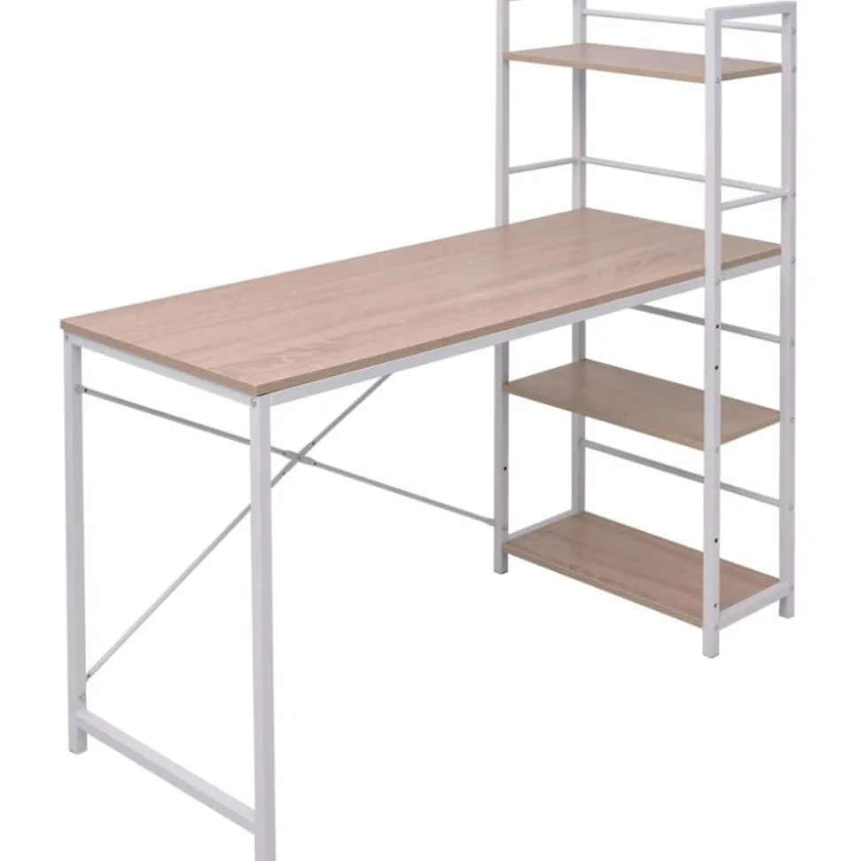 vidaXL Bureau met boekenkast 4-laags eikenkleurig