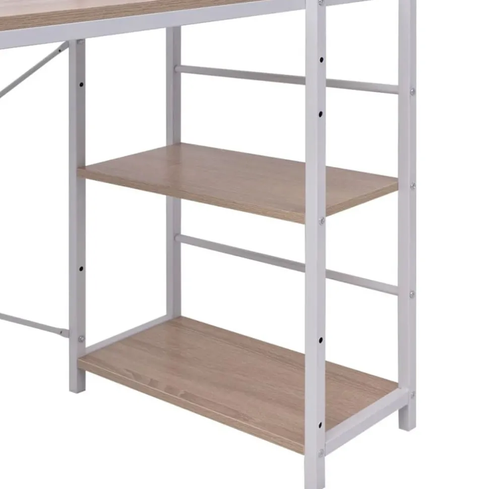 vidaXL Bureau met boekenkast 4-laags eikenkleurig