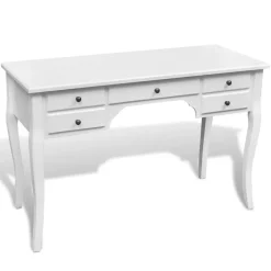 vidaXL Bureau met gebogen poten en 5 lades Franse stijl