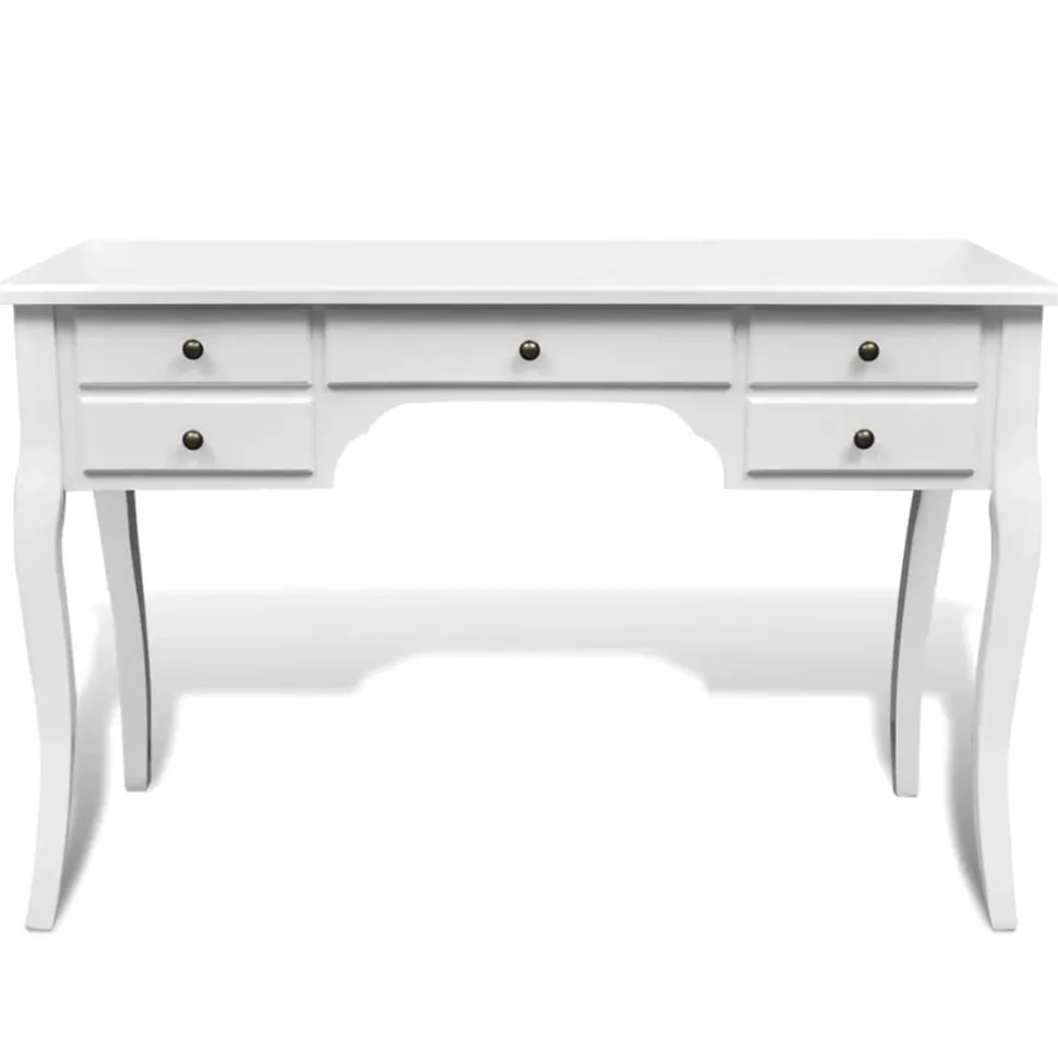vidaXL Bureau met gebogen poten en 5 lades Franse stijl