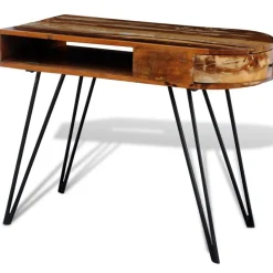 vidaXL Bureau met ijzeren poten massief gerecycled hout